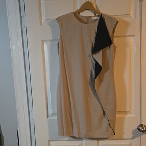 Calvin Klein Elegant Beige and Brown Women's Dress Size 10